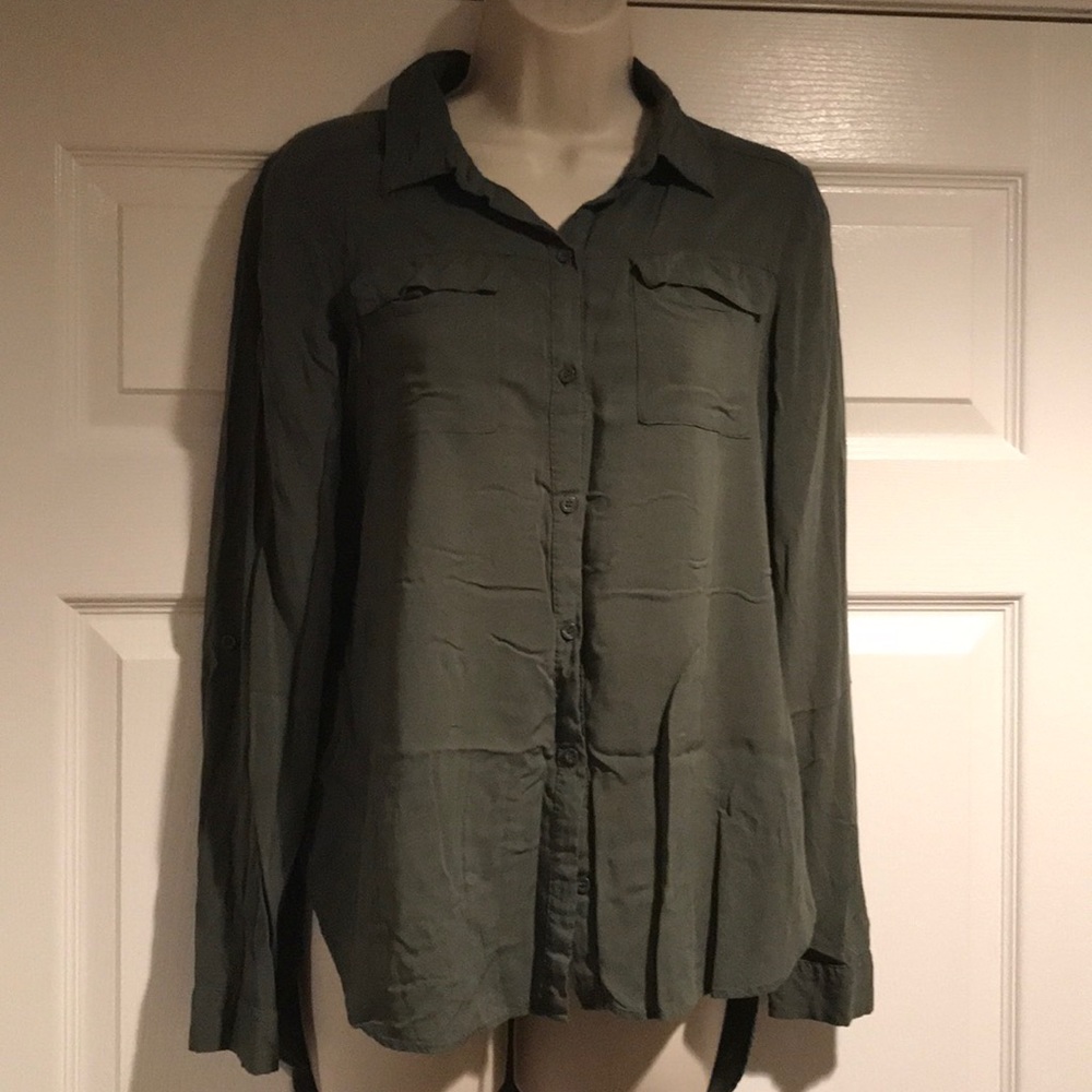 A.n.a olive silky blouse